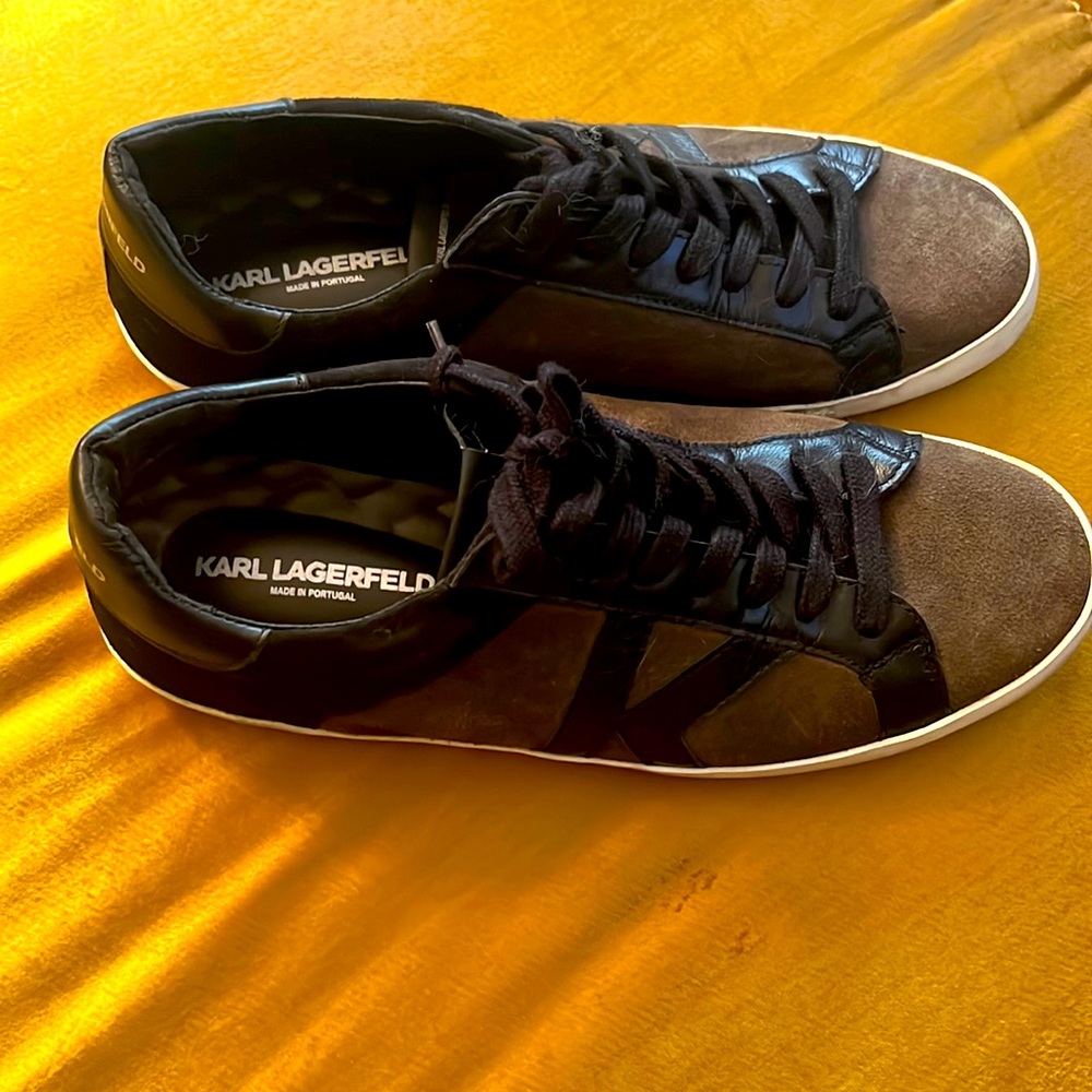 Karl Lagerfeld suede sneakers.